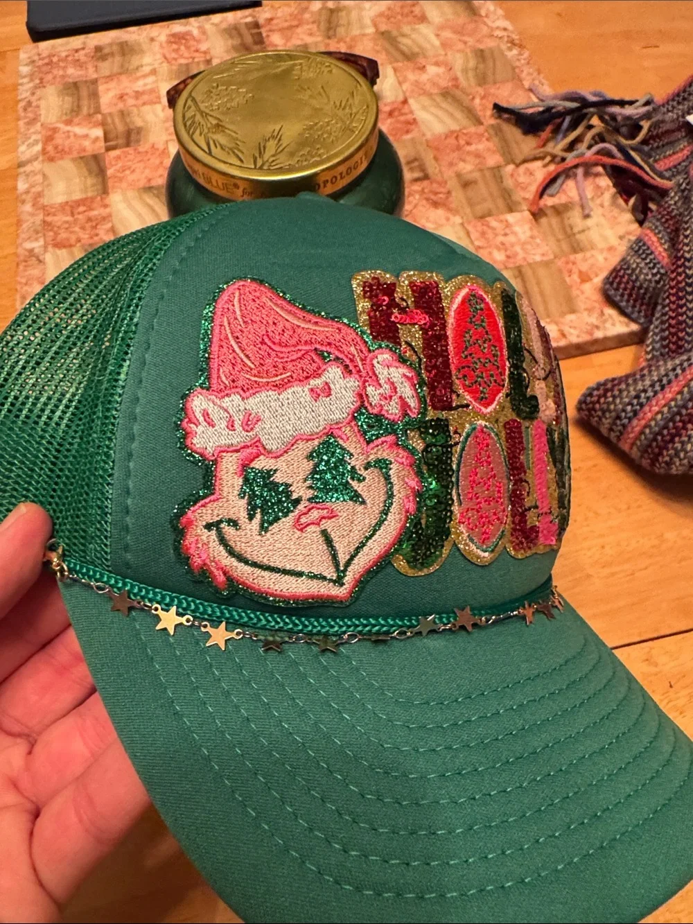 Green Holiday Sequin Trucker Hat